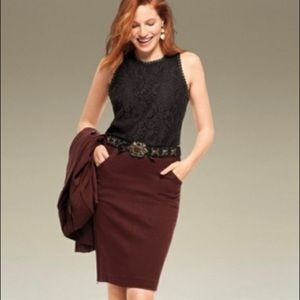 NWOT Cabi Boss Skirt, Size 8 in currant, Fall 2018